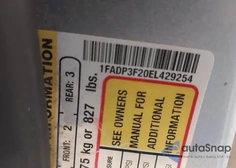 2014 Ford Focus Se z USA, uszkodzony, nr VIN 1FADP3F20EL429254